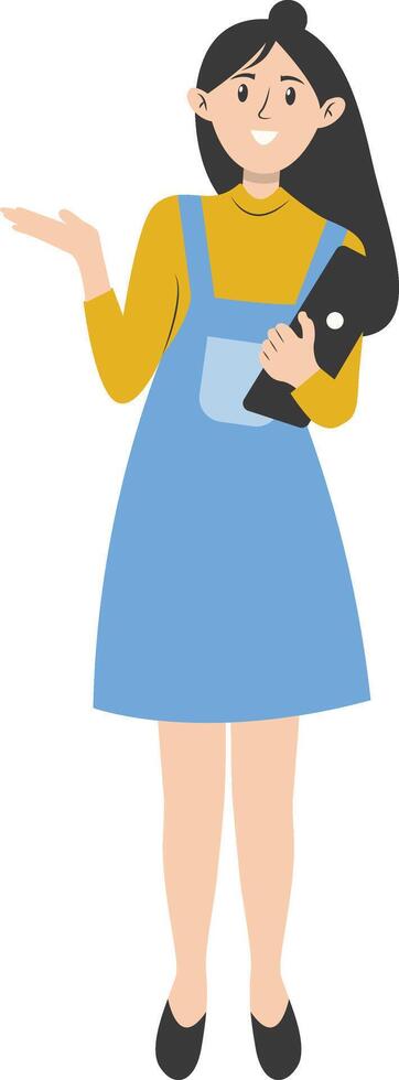 Illustration of Businesswoman with Technology Device. Isolated on White Background vector