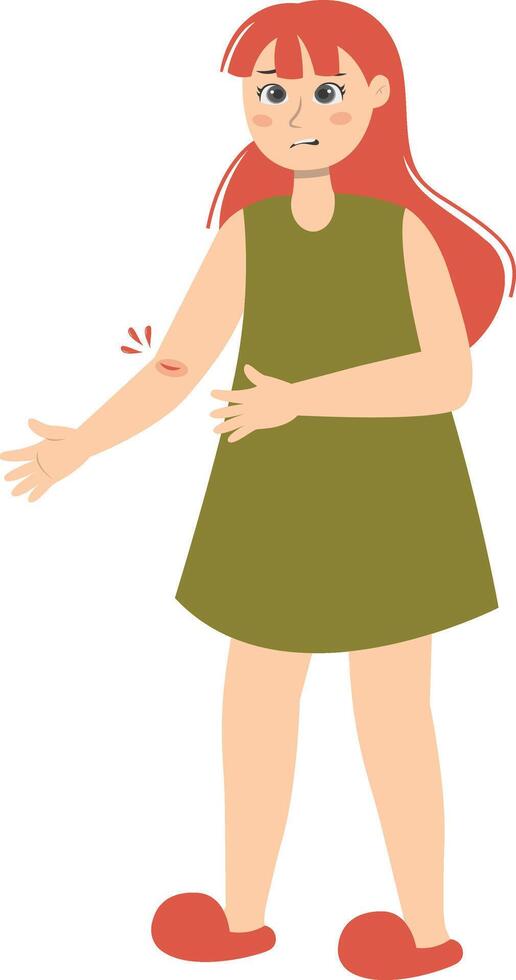 Injury Woman Character in Flat Design. vector