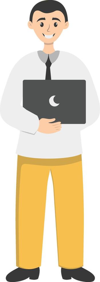 Illustration of Man Working with Technology Device vector