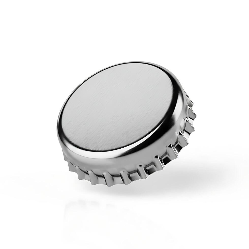 Metallic Bottle Cap Mockup with Blank Top Surface on White Background photo