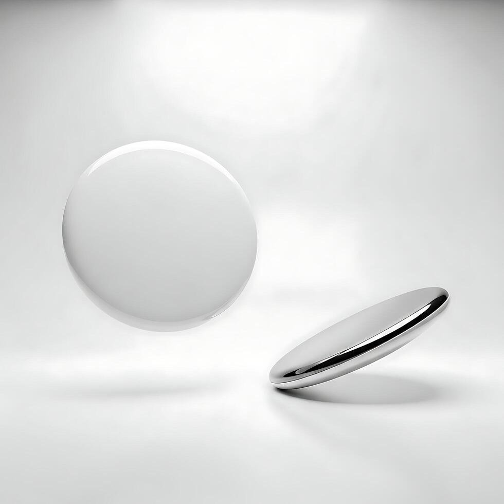 Blank White Round Pin Button Mockup Set photo