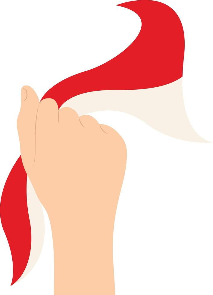 Hand Holding Indonesian Flag Illustration in Cartoon Design vector