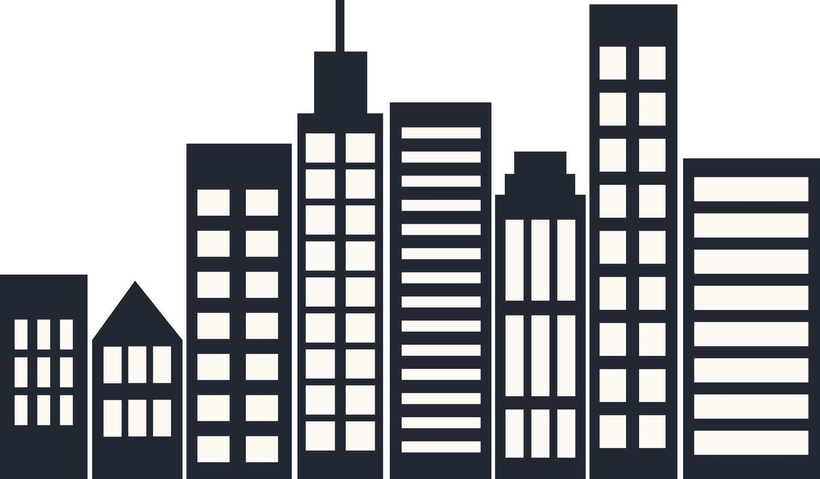 Modern City Skyline Silhouette with Simple Design. vector