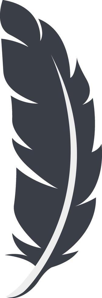 Bird Feather Black Silhouette in Simple Shape. vector