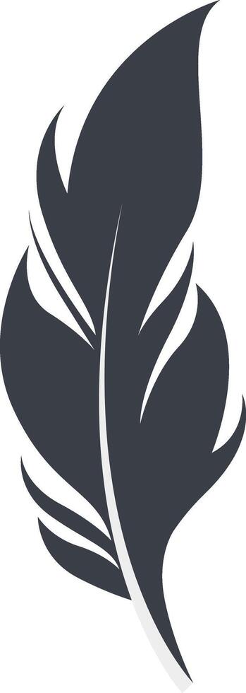 Bird Feather Black Silhouette. Black Feather Shape vector