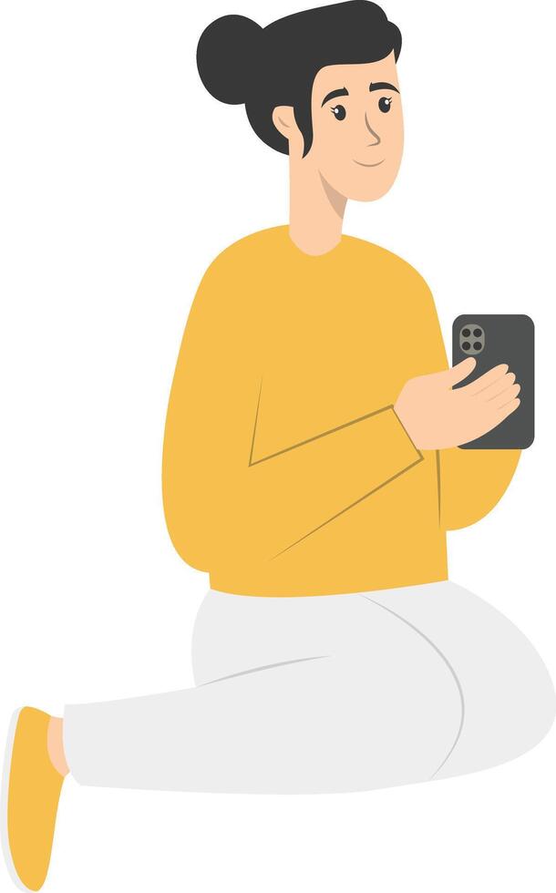 Illustration of Woman and Technology Device with Flat Design. vector