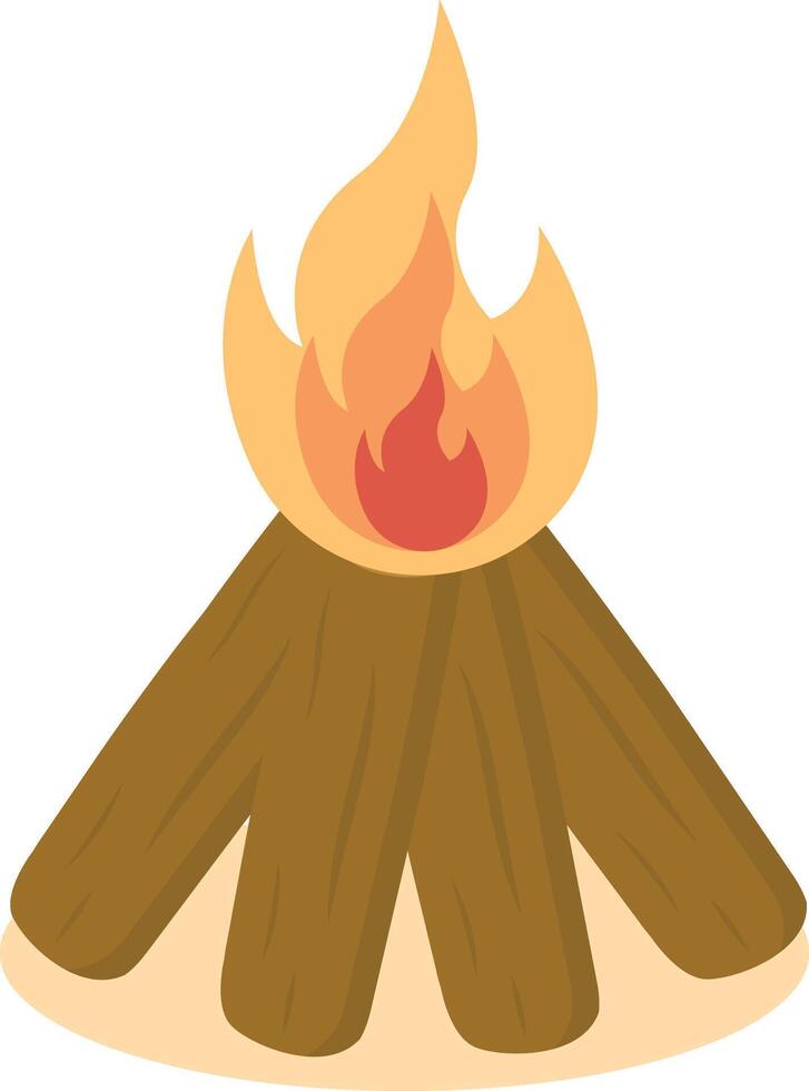 Wooden Bonfire Clipart on White Background. vector