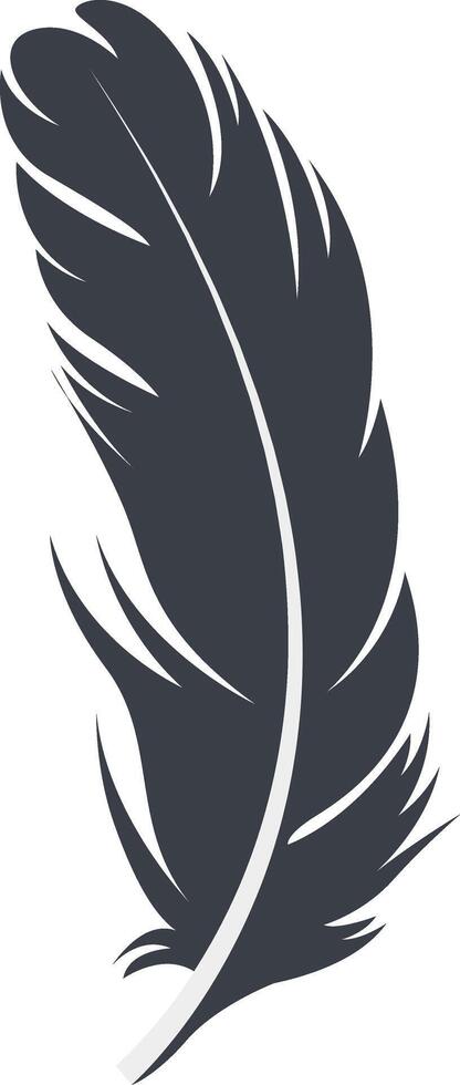 Bird Feather Black Silhouette in Simple Shape vector