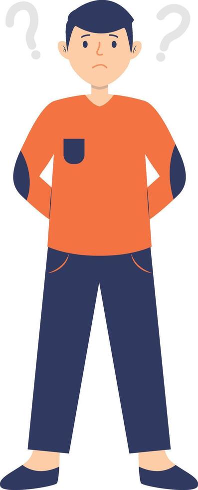 Illustration of Thinking Man with Question Mark. Cartoon Character vector