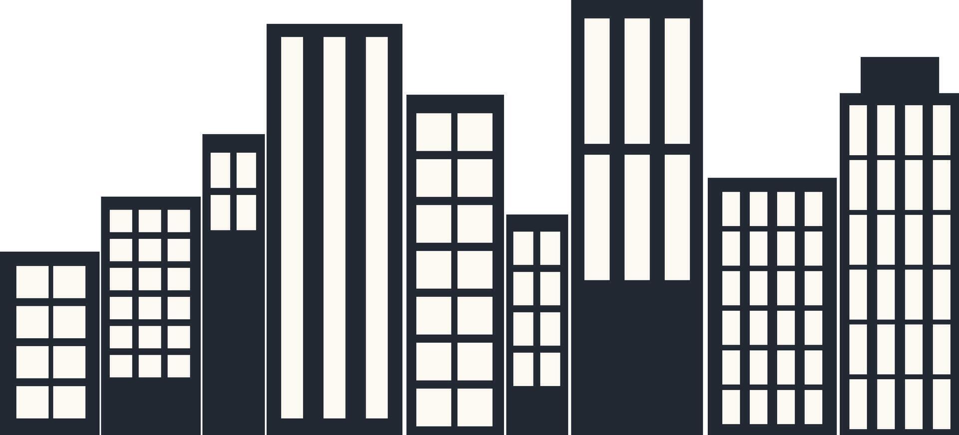 Modern City Skyline Silhouette in Flat Design. vector