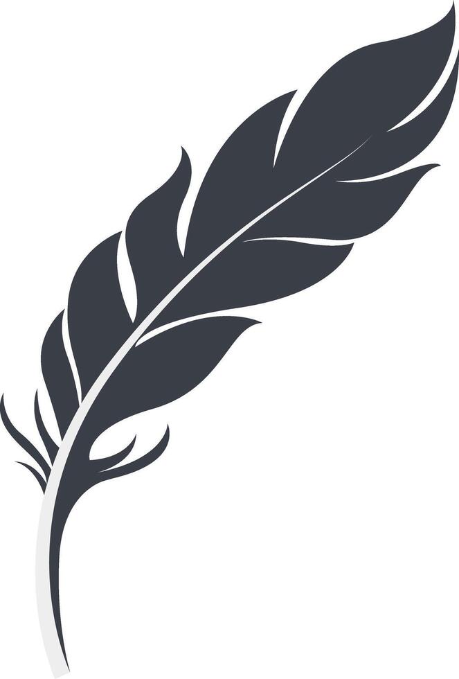 Bird Feather Black Silhouette, Isolated on White Background vector
