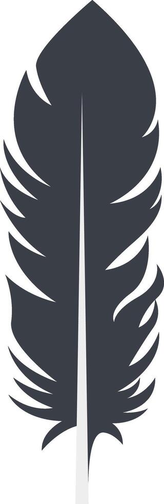 Bird Feather Black Silhouette. Bird Feather icon. Isolated on White Background. vector