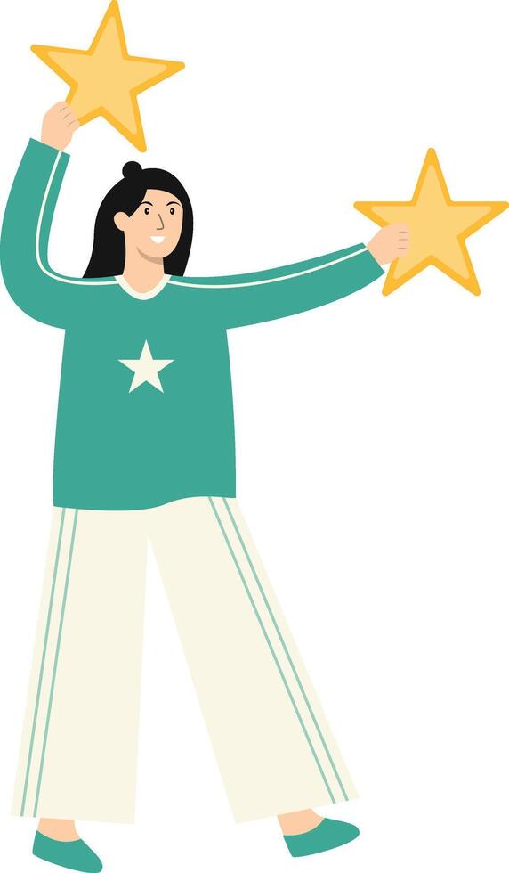 Illustration of Woman Giving Star for Rating Store vector