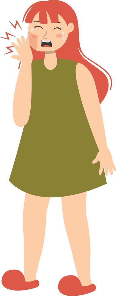 Injury Woman Character in Cartoon Design. vector