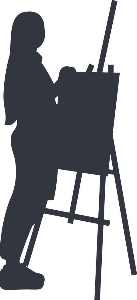 Silhouette of Woman Painting on Canvas vector