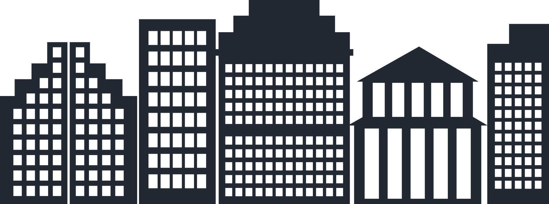Modern City Skyline Silhouette with Simple Design vector