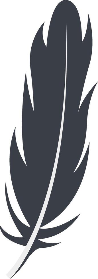 Bird Feather Black Silhouette, Black Feather Shape. vector