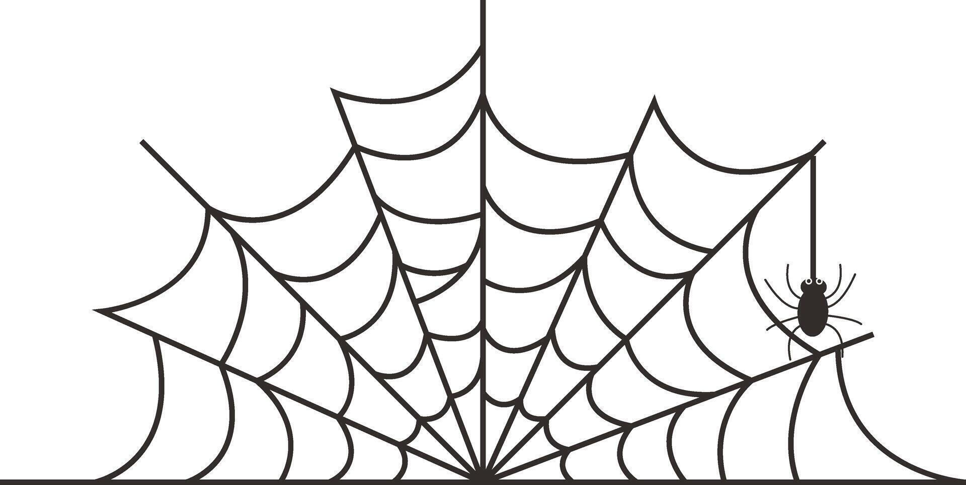 Black Spider Web Illustration, Isolated on White Background vector
