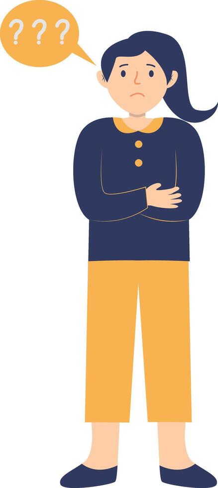 Illustration of Thinking Woman with Question Mark. vector