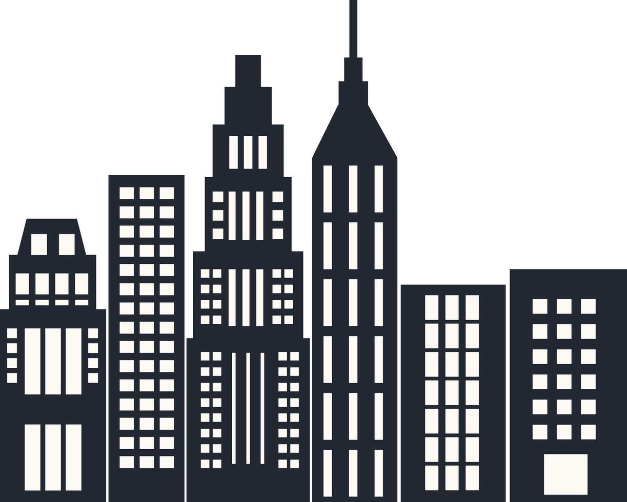 Modern City Skyline Silhouette in Flat Design vector