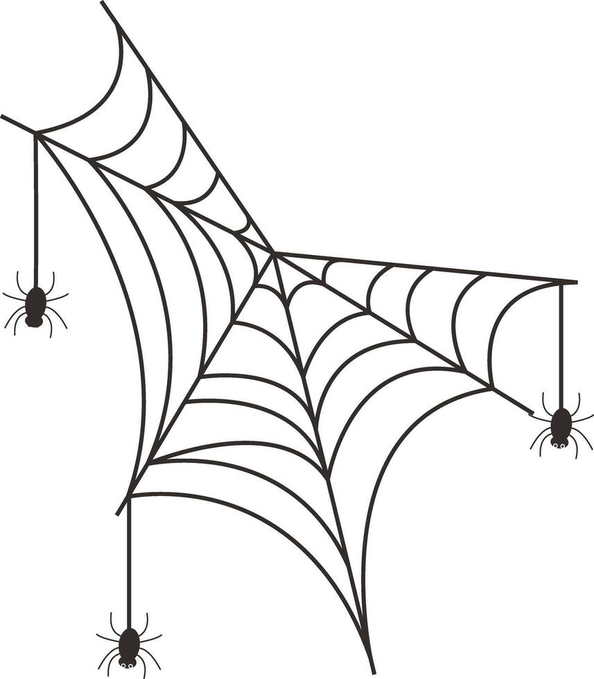 Black Spider Web Illustration with Minimalist Design. vector