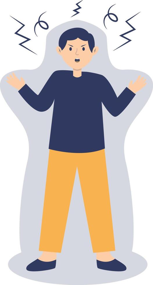 Illustration of Frustrated Man. Anxiety or Panic Attack vector