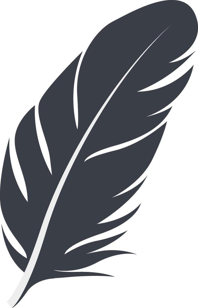Bird Feather Black Silhouette with Flat Design. vector
