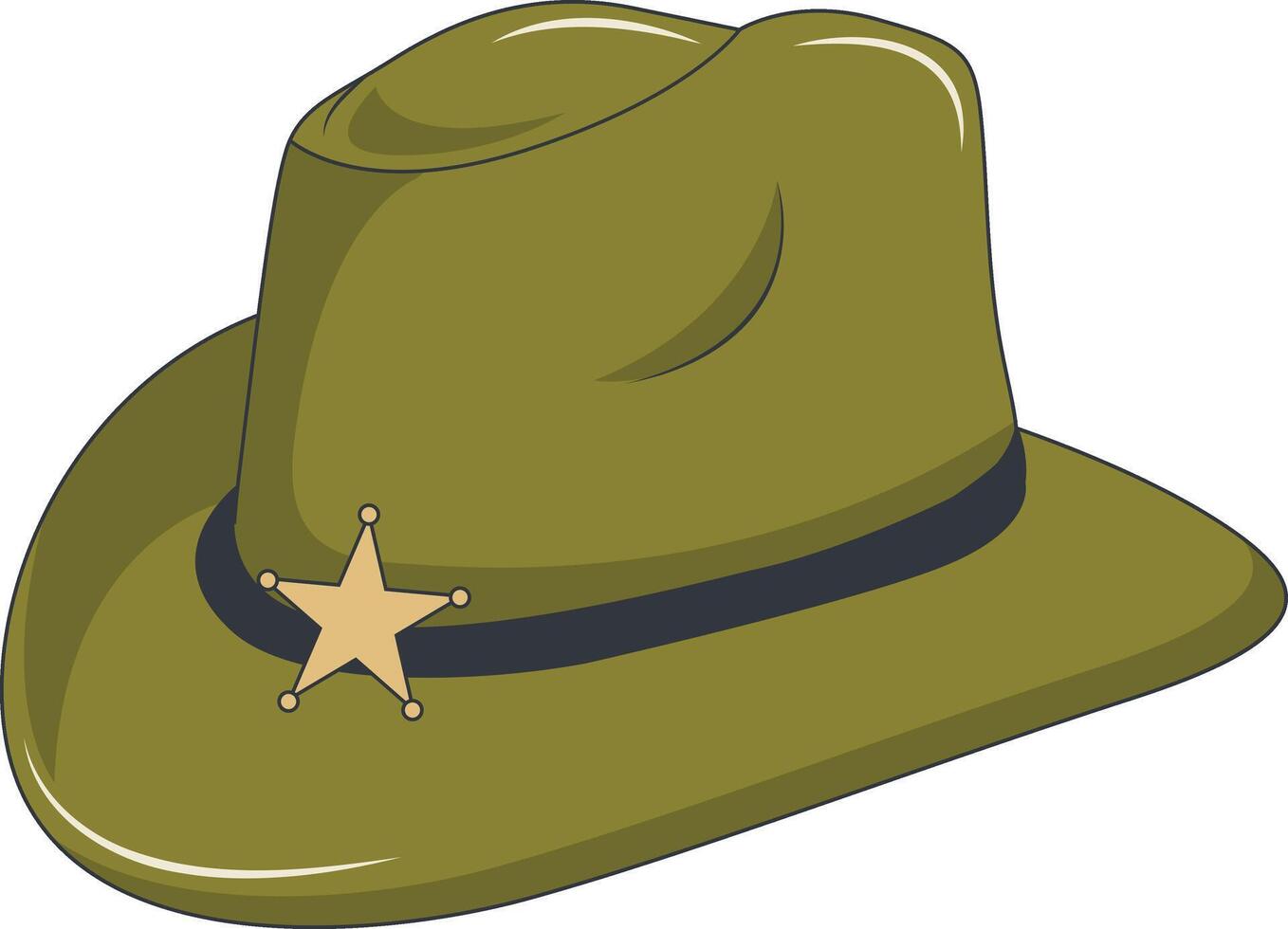 Wild West Cowboy Hat with Flat Cartoon Design. Isolated on White Background. vector