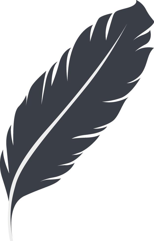 Bird Feather Black Silhouette in Simple Shape, Isolated on White Background vector