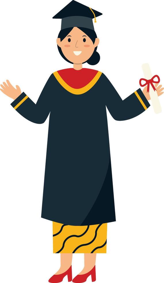 Illustration of Woman Graduating from University vector