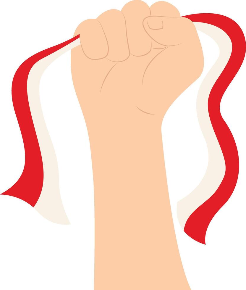Hand Holding Indonesian Flag Illustration in Flat Design. vector