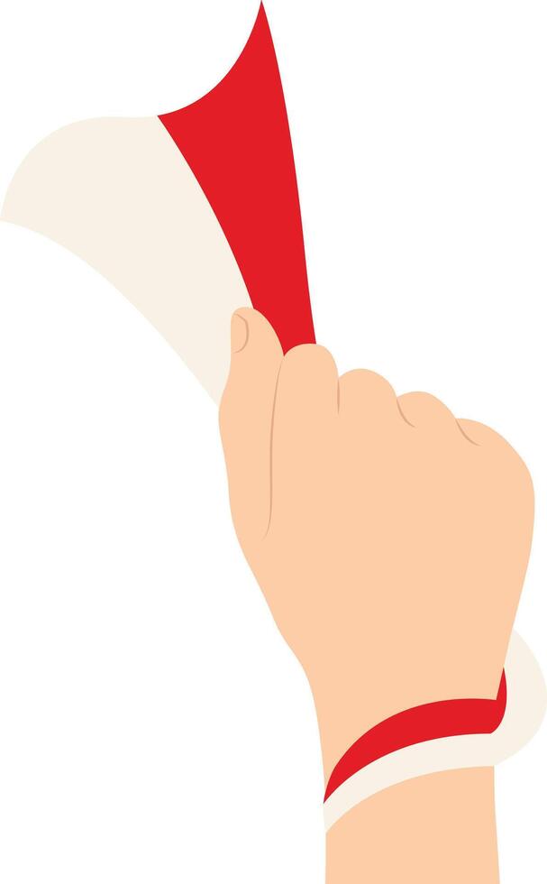 Hand Holding Indonesian Flag Illustration in Cartoon Design. Isolated on White Background vector