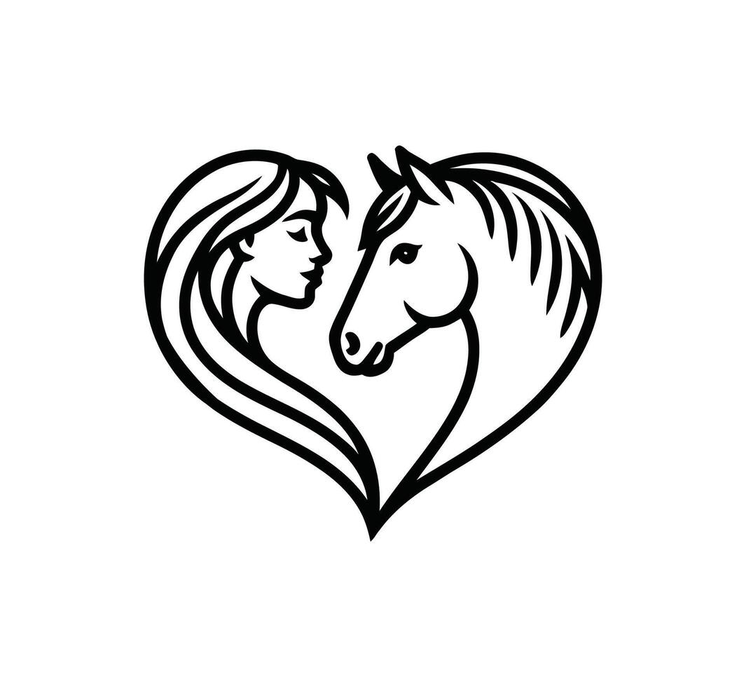 Power of Nature in Woman and Horse vector