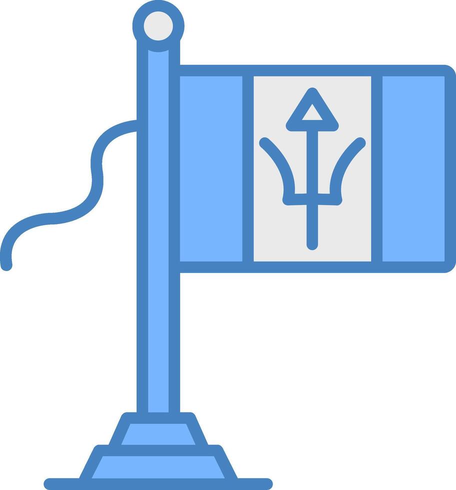 Barbados Flag Handcrafted Line Element vector