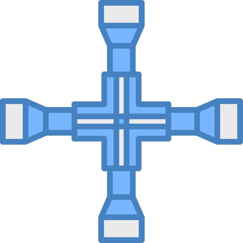 Cross Wrench Color Block Symbol vector
