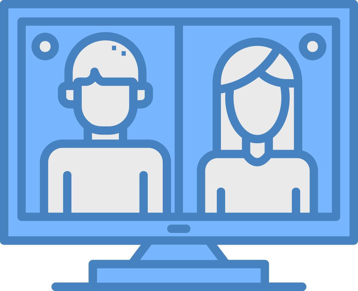 Online Interview Color Block Symbol vector