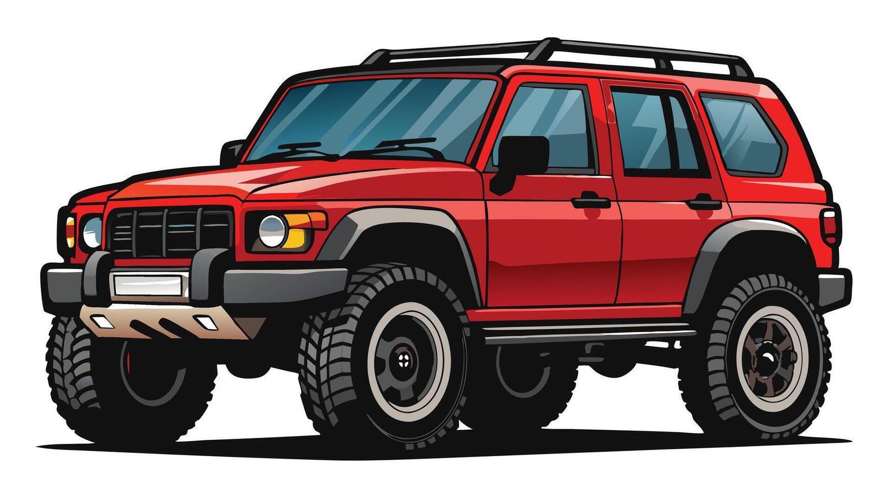 Red off-road vehicle left view white background illustration vector