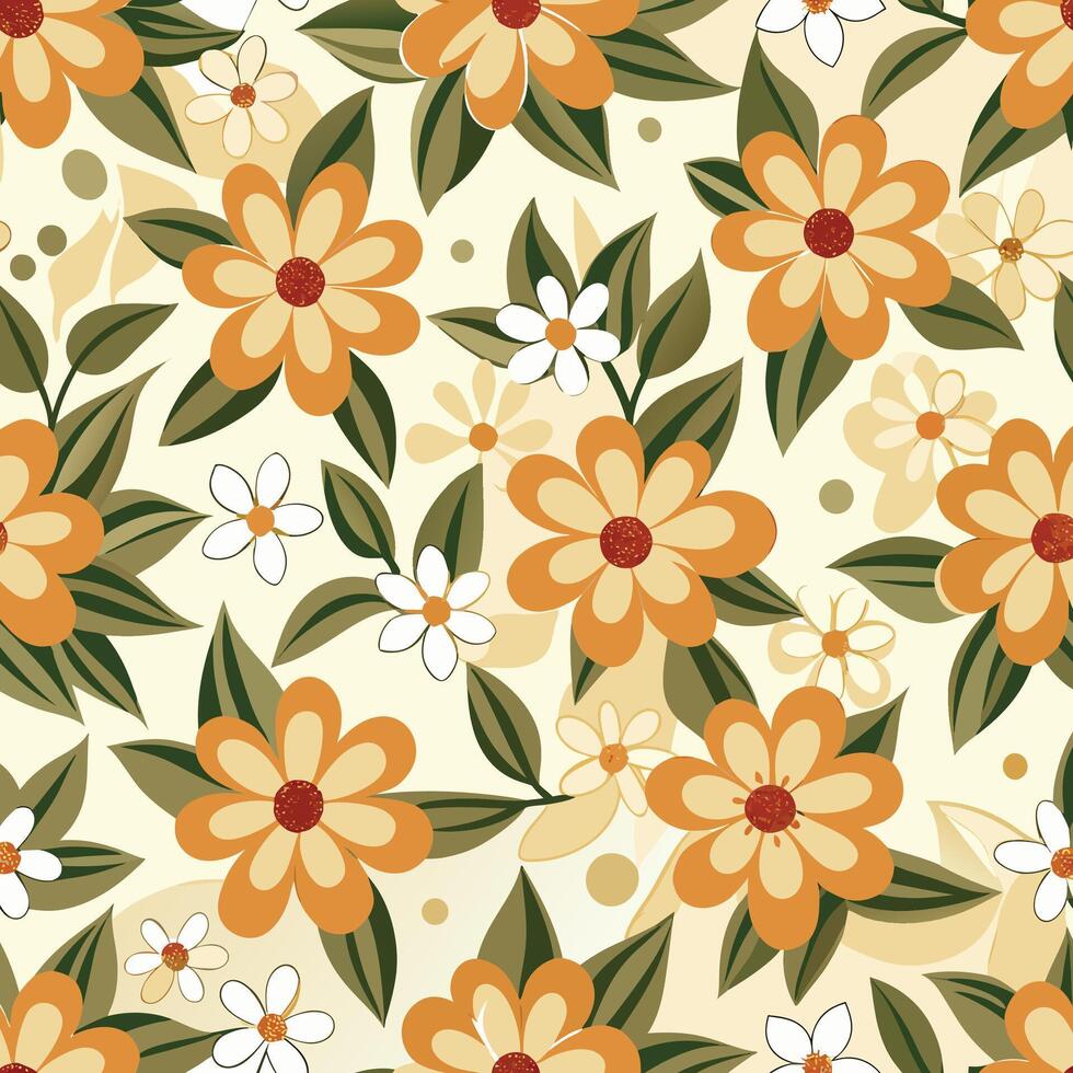 Seamless pattern of flowers in square frame. vector