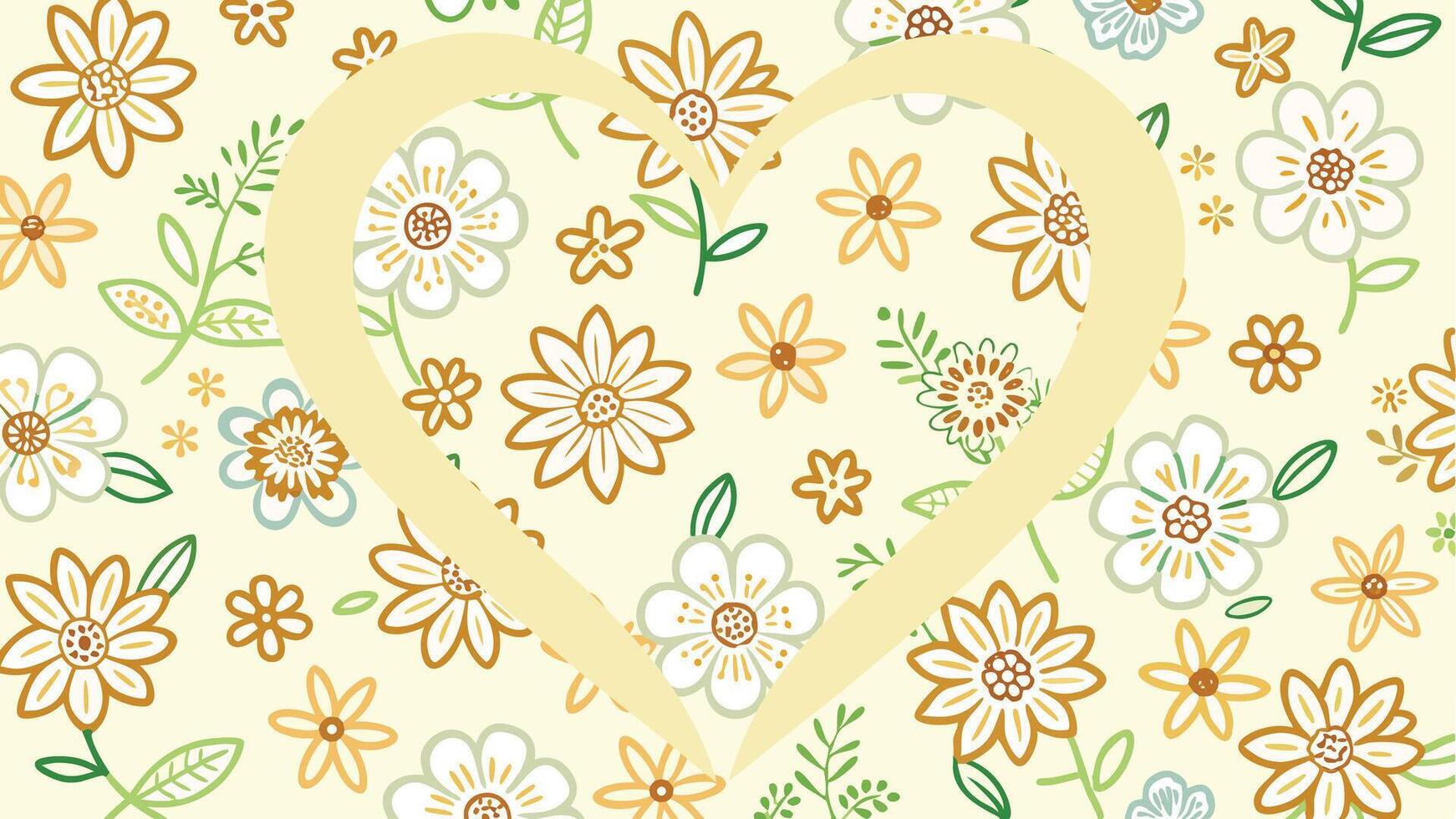 Photo frame a heart shaped pattern with flowers and leaves vector