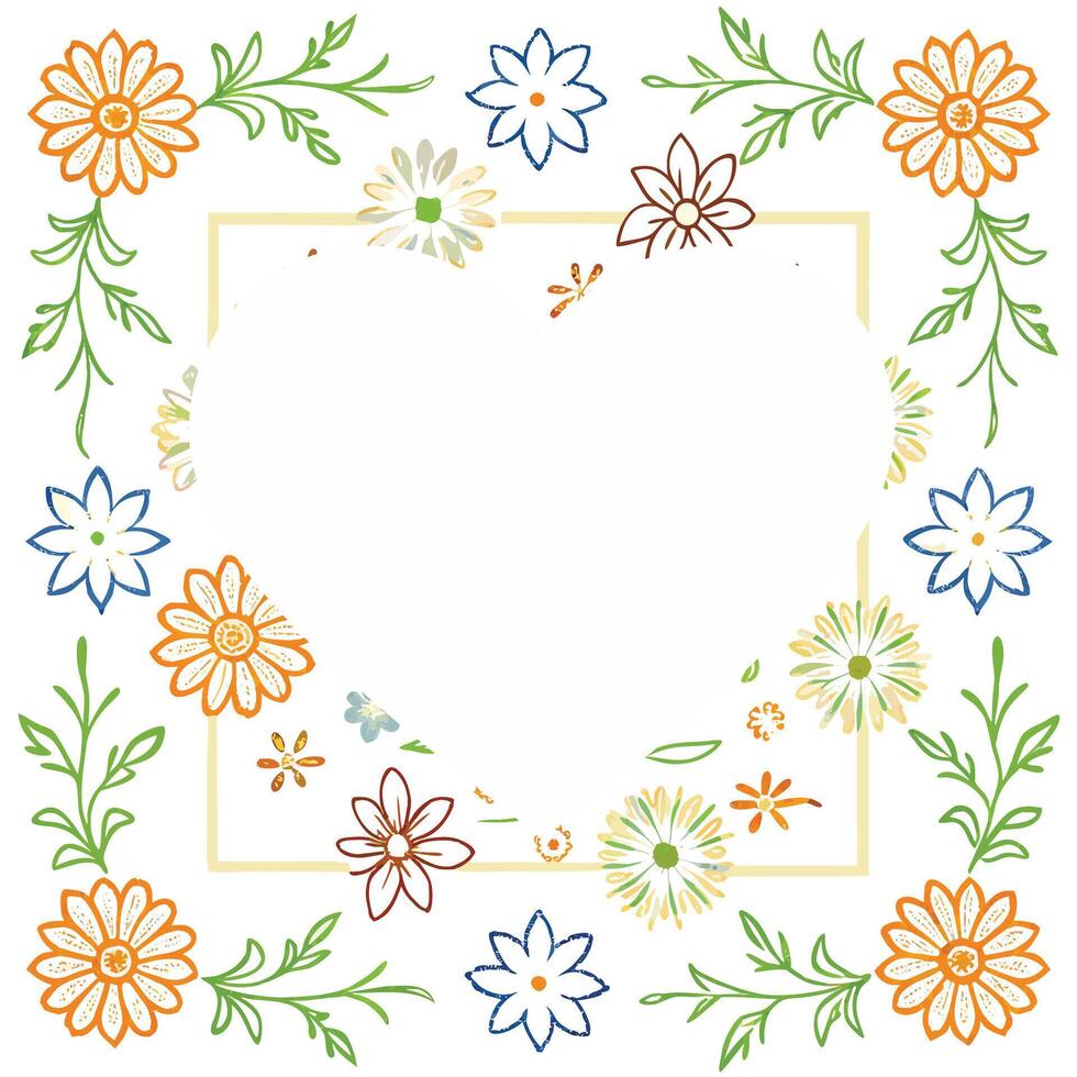 floral frame with heart shape vector