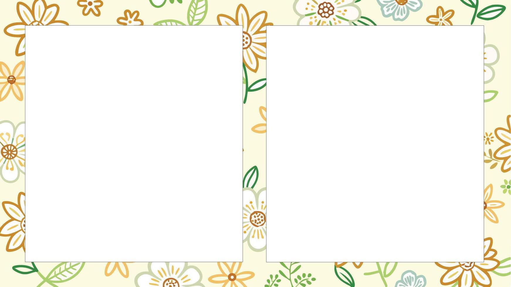 Photo frame two blank photo frames with flowers and leaves vector