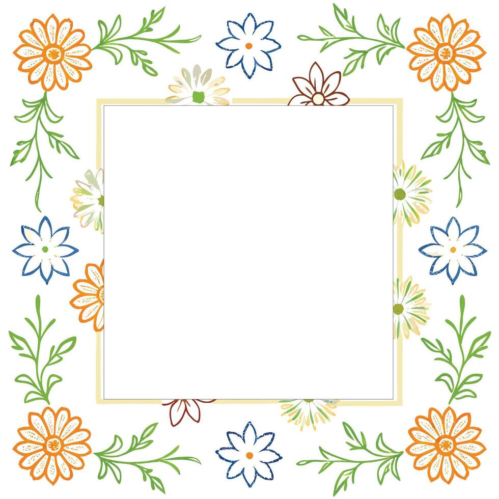 Photo frame floral frame with a white background vector