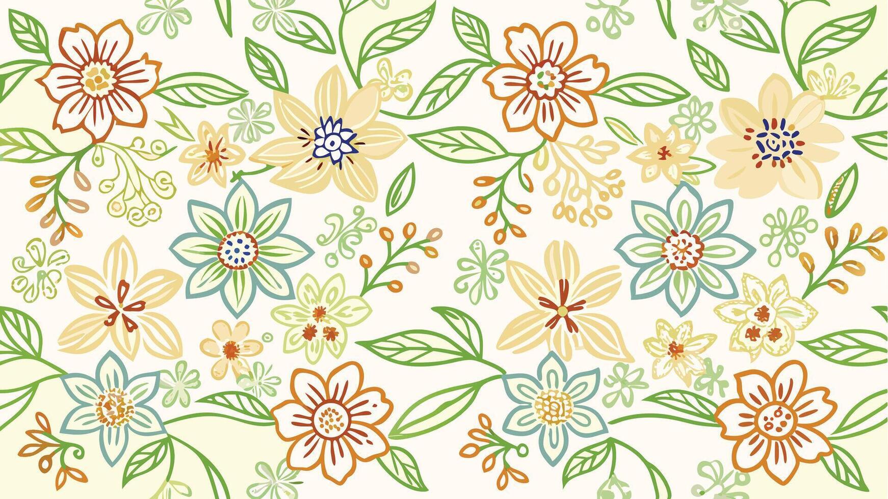 colorful floral pattern with leaves and flowers vector