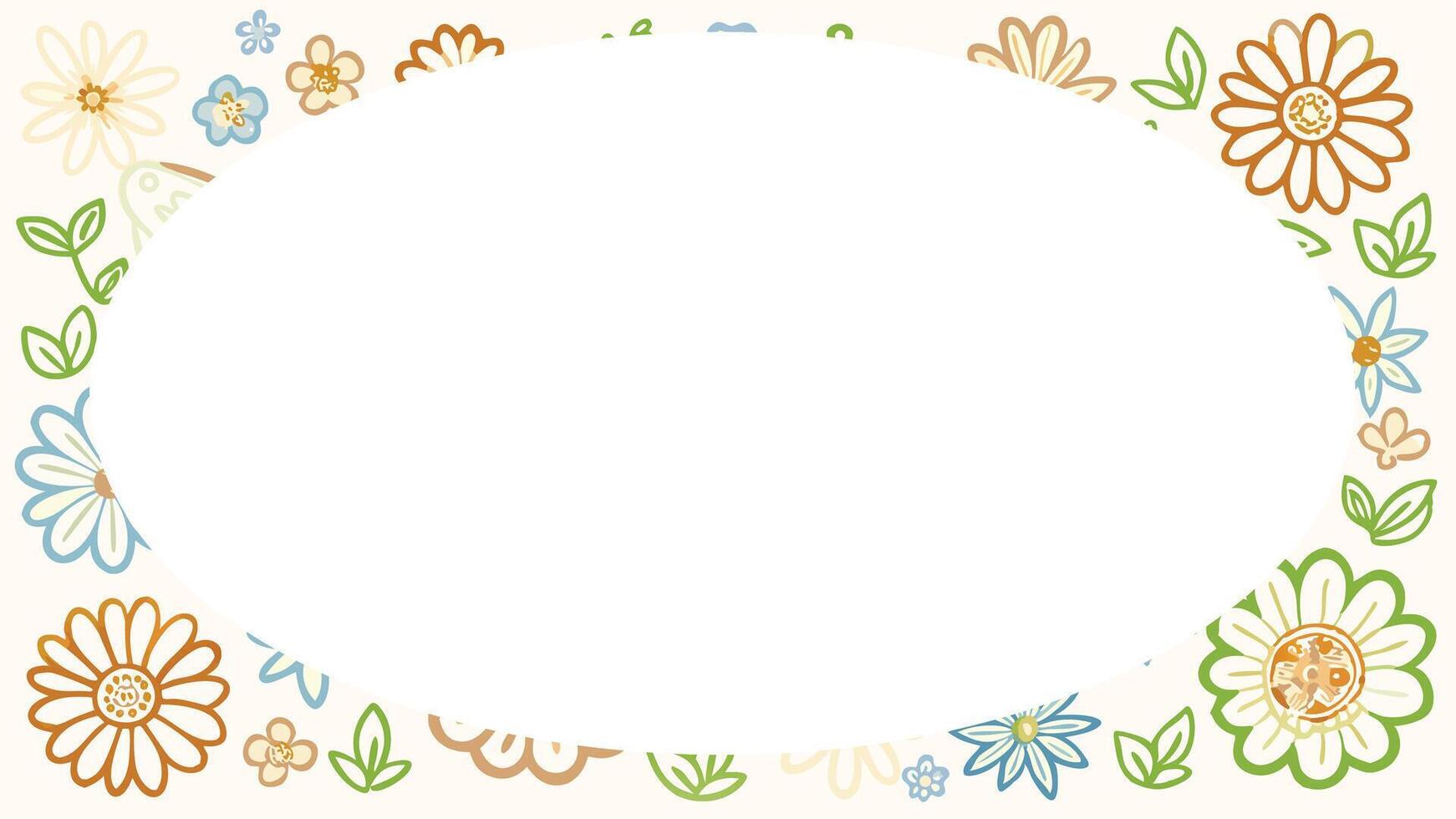 a flower frame with a white circle in the center vector
