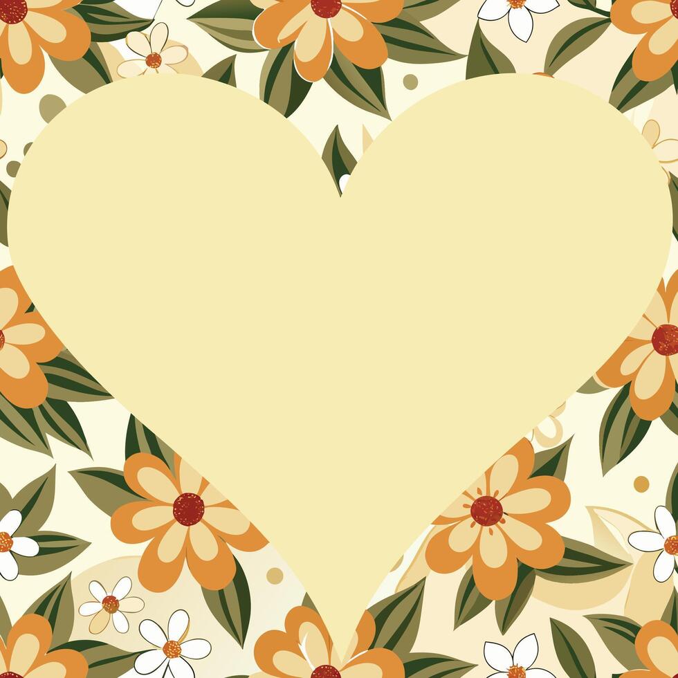 Photo frame floral heart for decorating photos vector
