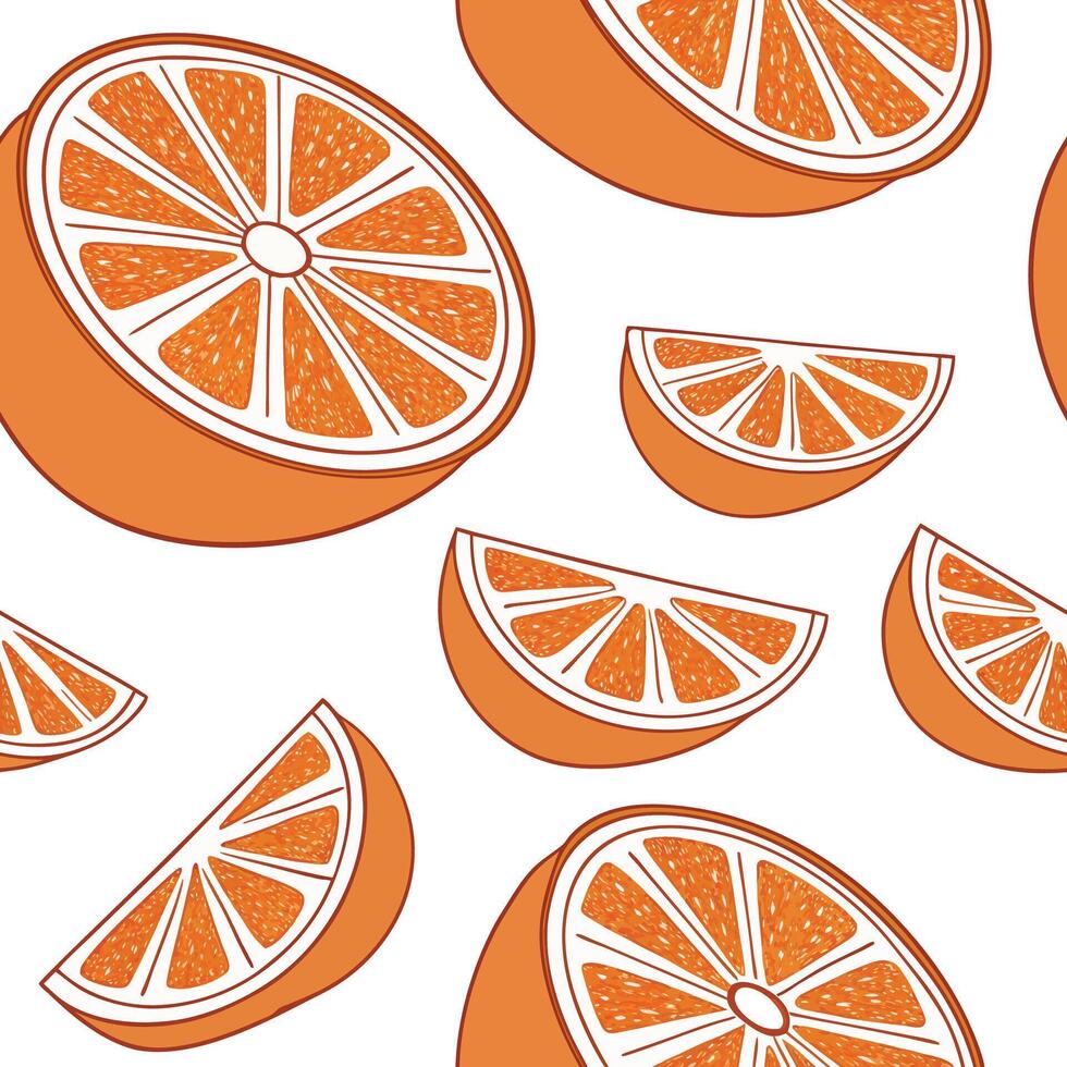 Seamless Half Orange Wallpaper, White Background vector