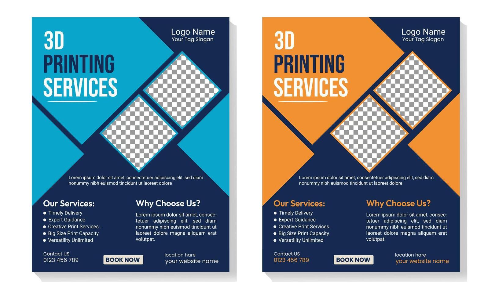 Custom 3D Printing Flyer Designs vector