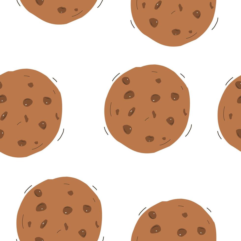 A pattern of chocolate chip cookies vector