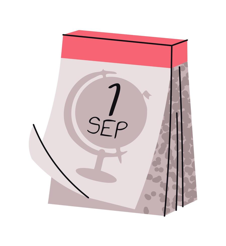 Flat Design Calendar Icon with September 1 Date. Back to School Symbol for Planners, Schedules, and Academic Events. Perfect for School Calendars, Educational Apps, and Teacher Planning Materials vector