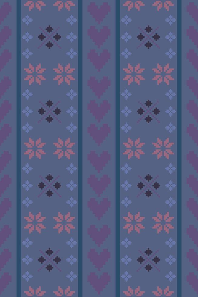 Colorful Pixel Boho Floral Pattern vector